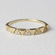 1Ct Simulated Round Cut Diamond Women's Wedding Band Ring 14K Yellow Gold Plated