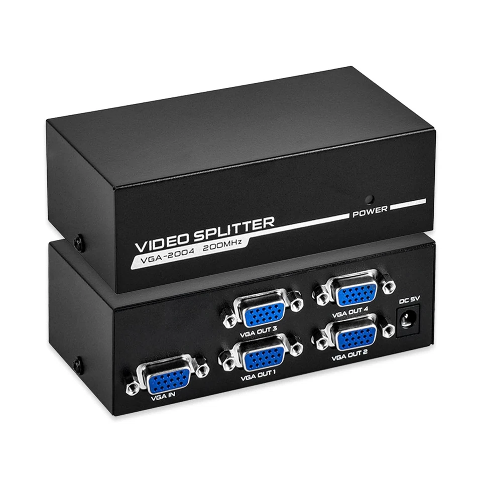 NEW 4 Port VGA Splitter 1 in 4 out VGA Video HD 200MHz Support 720P/1080P - Image 4 of 4