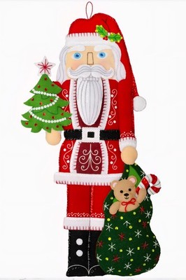 Nutcracker Santa 89775E Bucilla Felt Wall Hanging Kit 10'' x 20.5'' Beads Sequins