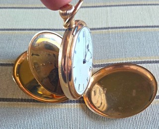 Antique 9ct Gold Pocket Watch Hallmarked Roman Dial.