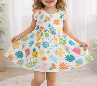 PatPat Care Bears Dress White Fruit Print Toddler Girls 18-24M Summer NWT