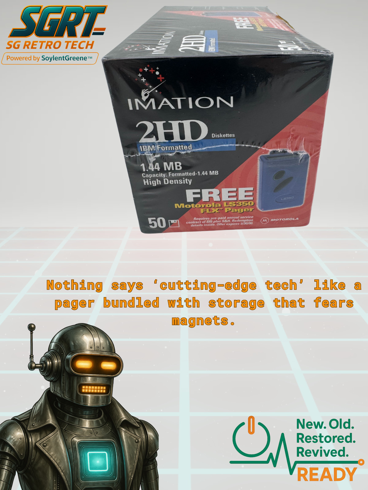 Imation 2HD 3.5” Floppy Disks 1.44MB 50-Pack Factory Sealed 1999 IBM Formated