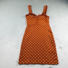 Urban Outfitters Rust Polka Dot Ruffle Mini Dress Women's XS Button Front Retro