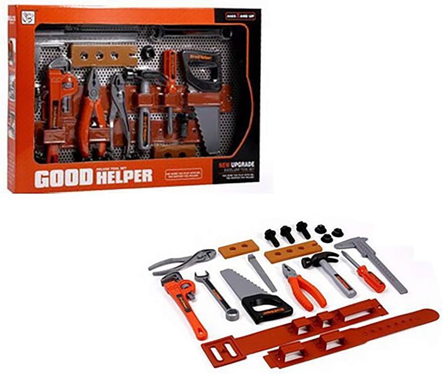 KIDS PLAY TOOLSET:  GOOD HELPER- SAW/HAMMER/WRENCHES AND MORE!  18 ITEMS!  NEW