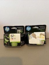 HP 62XL Lot x2 High Yield Tri-color Tricolore Ink Cartridge New Exp 03/25, 03/26