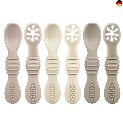 BESUCHE DEN PANDAEAR- PandaEar Silikon Babylöffel Lernlöffel blw Löffel, 6 Stück Weich Esslernlöffel B