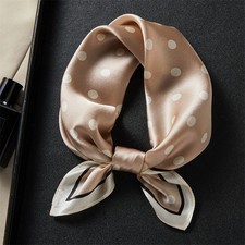 100 Silk Scarf Women polka dot Kerchief Fashion Square Bandana Wrap 53cm