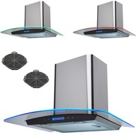 SIA 60cm Stainless Steel Touch Control LED Curved Cooker Hood & Carbon Filter