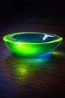 Vintage MCM Cenedese Murano Uranium UV Vaseline Glass Teardrop Ashtray Sommerso