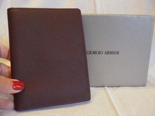 NIB GIORGIO ARMANI MEN'S BROWN LEATHER PASSPORT/WALLET HOLDER