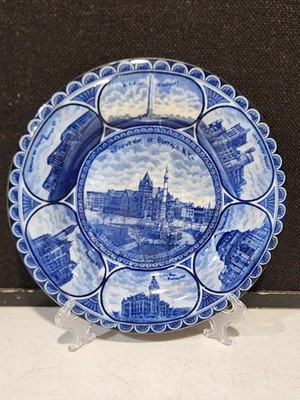 Antique Rowland Marsellus Flow Blue  10''  Souvenir Plate of Buffalo NY