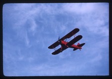 SL32 Slide 1980s  Red Biplane Airplane 006a