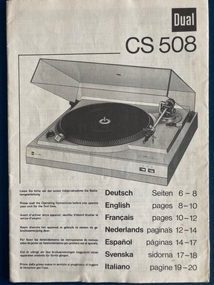 Handbuch - Betriebsanleitung DUAL CS 508 - Original