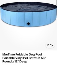 MorTime Foldable Dog Pool Portable Vinyl Pet Bathtub 63" Round x 12" Deep