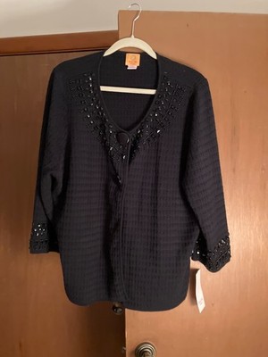 Ruby Rd Black Long Sleeve Sweater Womans Gilt Complex 2X WITH TAG MSRP $64.00