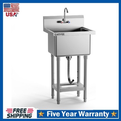 Stainless Steel Utility Sink ,Freestanding  Commercial Single Bowl Kitchen Sink