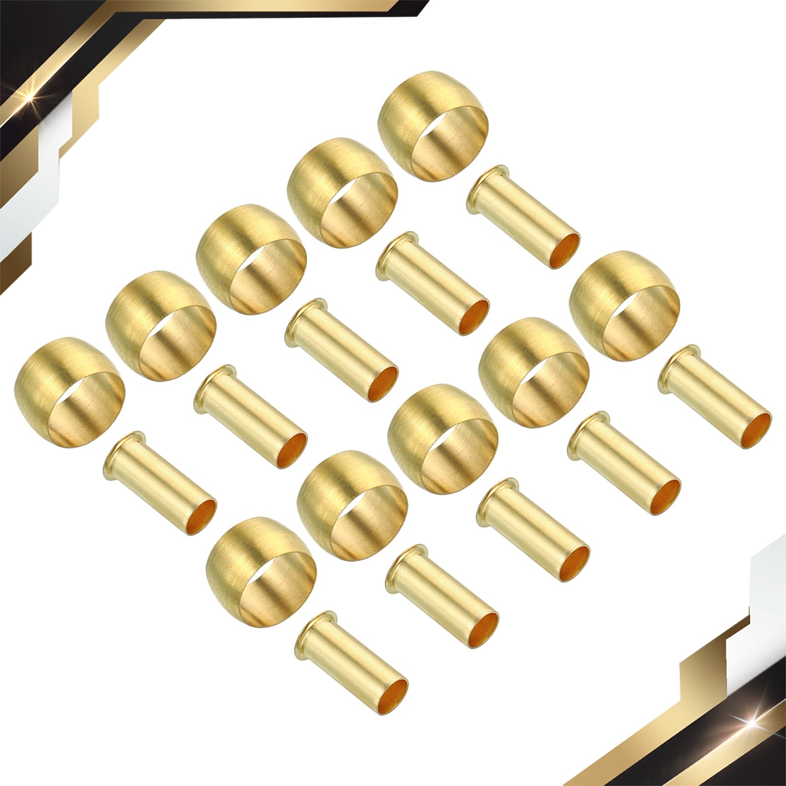 20PCS 8mm Tube OD Brass Compression Sleeves Ferrules Fitting Hose Insert