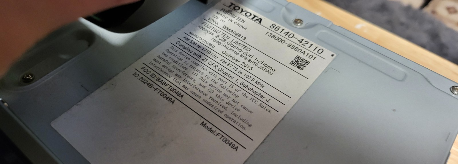 Radio Screen 86140-42110 Oem Id 100573