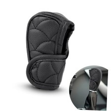 Gear Shift Knob Cover, PU Black Car Gear Shift Cover Breathable Universal Gear