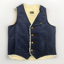 Vintage 80  s Wrangler Sherpa Lined Blue Corduroy Vest Men  s Large USA Made