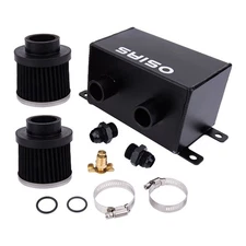 AN10 -10AN Oil Catch Can Reservoir Tank 2 Port Dual Breather Filter Baffled Kit
