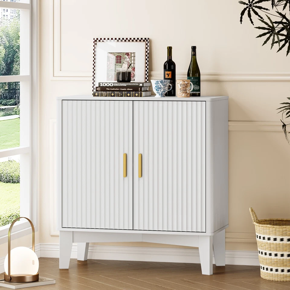 Буфет буфетный шкаф с местом для хранения, 29 дюймов рифленый шкаф для хранения на кухне - Изображение 2 из 4