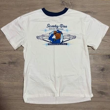 Scooby-Doo Service Station Graphic T-Shirt White / Navy Blue Cartoon Men's