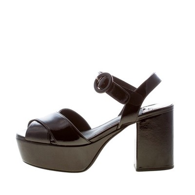 JEFFREY CAMPBELL damen schuhe Schwarzes Lack Eco-Leder Determined Sandale