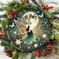 2D Flat, 1pc Enchanting Fairy Moonlight Aluminum Wall Art - 7.87x7.87 Inch, Wate