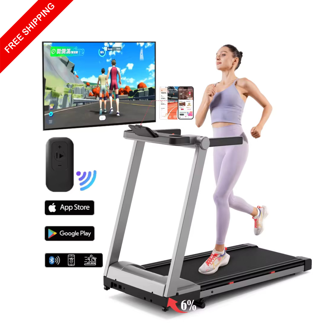 3.5HP Foldable Incline Treadmill w/ Handle, 350LB Capacity, Smart App & Display