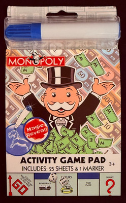 Monopoly - Activity Game Pad - 25 Sheets & 1 Magic Revel Marker - Mini Pad