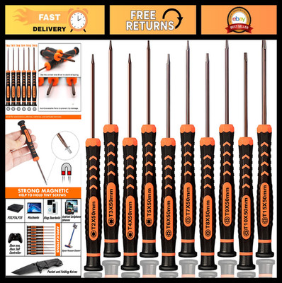 10-Piece Magnetic Torx Screwdriver Set T2-T15 for Xbox, PS4, Computer & More