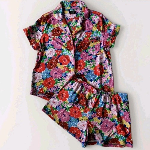 Kate Spade Womens 2pc Pajama Set shirt & Shorts Size XL Pink Floral - Picture 8 of 13