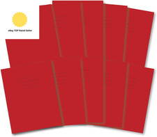 Image of A5 Exercise Books, 48 Pages, Red, Pack of 10 for School, 8 Mm Ruled and Margin