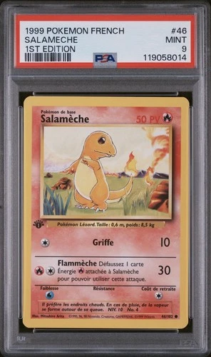 1999 Pokemon FRENCH 1st Edition Base Set Salamèche-Charmander 46/102 PSA 9 MINT
