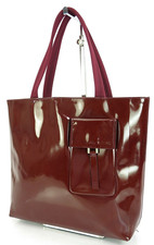 Authentic PRADA Burgundy Patent Leather Tote Shoulder Bag Purse #63202B