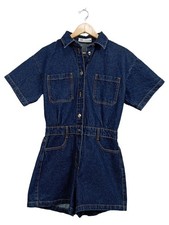 ZARA Tuta Intera Donna Blu Cotone Casual (IT 40, EU 36, INT S)