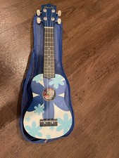 amahi ukulele ,blue with flowers , has not been used ,in very good shape