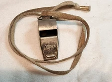 Vintage Metal Kmart K-Mart Whistle with Cork Ball Collectable Sports Whistle