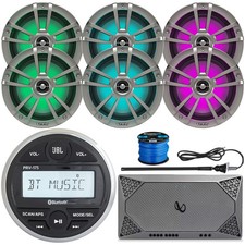 JBL PRV-175 Bluetooth Marine Radio, 6x 6.5" 225W Speaker, Wire, Amp, Antenna