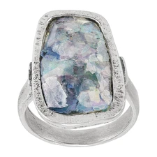 New Silpada 'All Touched' Sterling Silver Roman Glass Ring