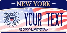 New York Veteran Coast Guard Flag Military  Custom License plates Auto Bike