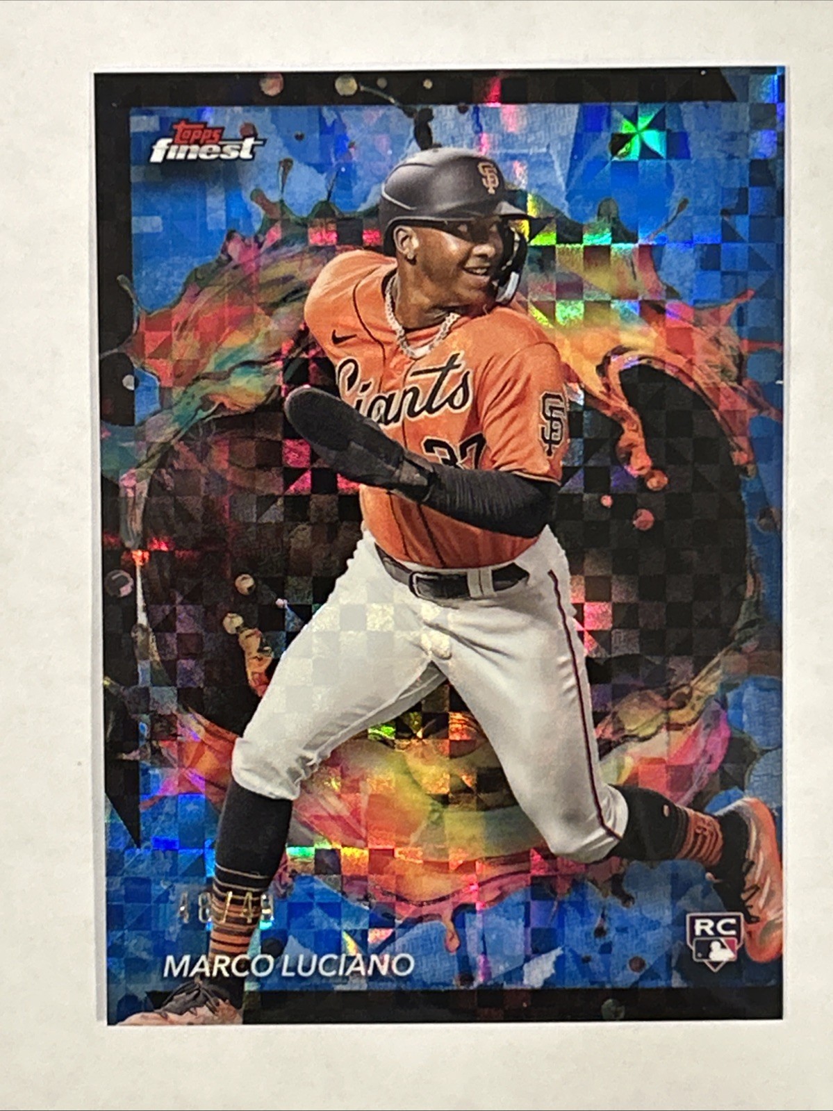 2024 Topps Finest Rare Blue Checkerboard #276 Marco Luciano /49 San Francisco RC