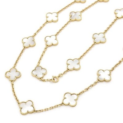 Van Cleef & Arpels Vintage Alhambra Halskette weiß MoP K18YG P0047325