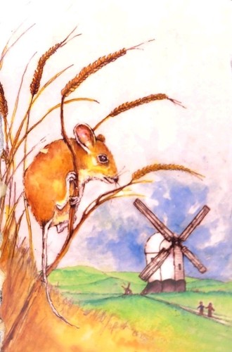 Sussex Mouse Vase With Slate, Jack And Jill Windmill from my original painting - Picture 5 of 5