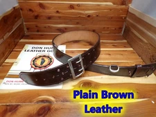B101 Size 36" Brown Leather HUME 2.25" Police Duty Belt Nickel Buckle & D-Rings