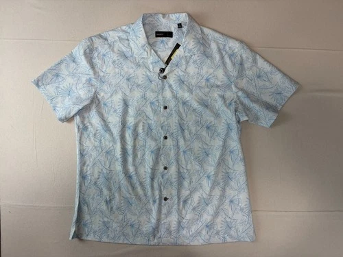 Quieti Performance Mens Large Tropical Floral Short Sleeve Button Up Shirt NWT - product listing photo