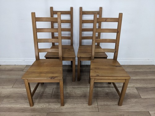 DINING CHAIRS Set Of 4 Pine Ladder Back Side Chairs FREE DELIVERY - Picture 8 of 22