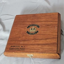 Diamond Crown Robusto No.3 Empty Cigar Box Wooden Velvet Lined Hinged Humidor