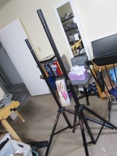 2 PACK Auray SS-47S-PB Deluxe Adjustable Steel Speaker Stands Tripod Base